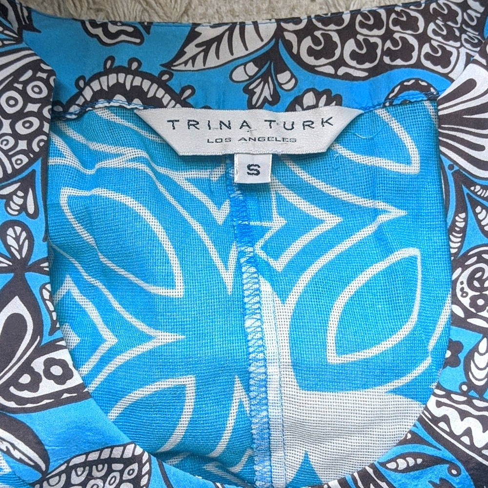 Trina Turk tunic short sleeve shirt size Small